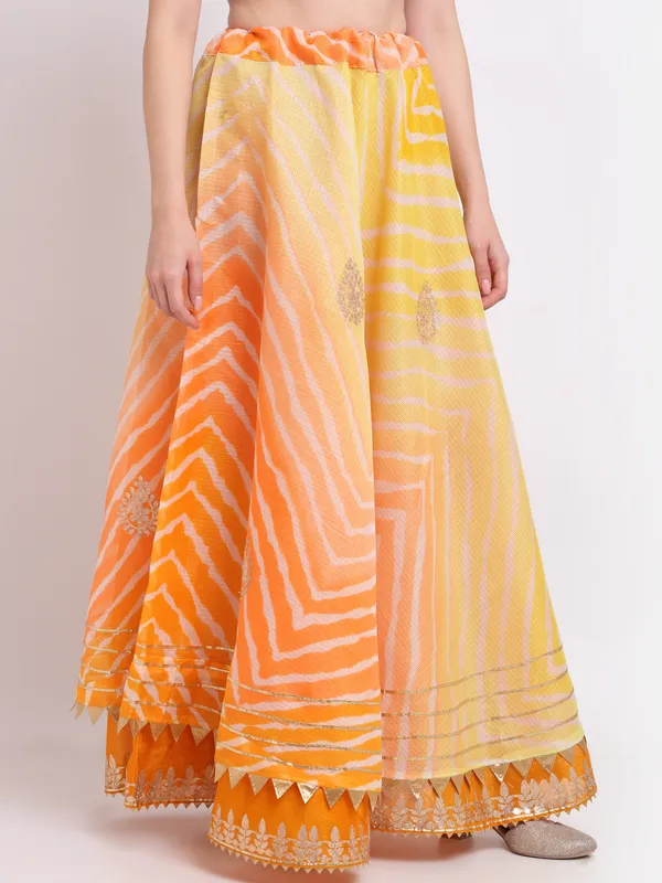 Yellow_Cotton_Kota_Doriya_Gota_Patti_Work_Skirt_For_Women