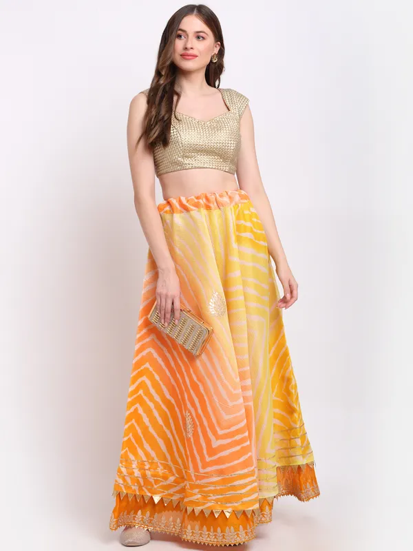 Yellow_Cotton_Kota_Doriya_Gota_Patti_Work_Skirt_For_Women