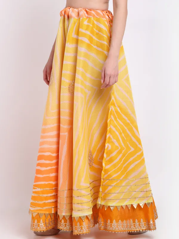 Yellow_Cotton_Kota_Doriya_Gota_Patti_Work_Skirt_For_Women