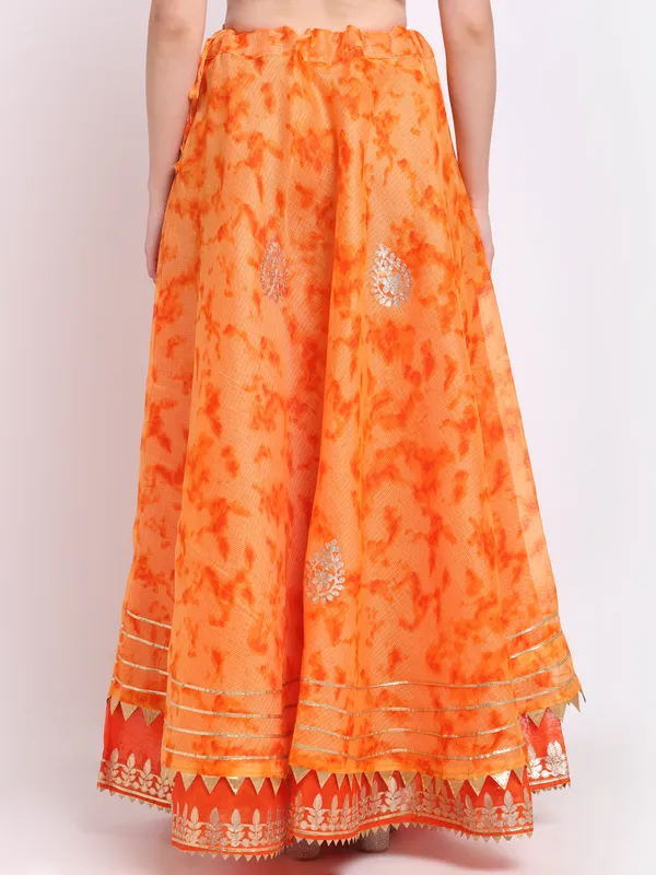 Orange_Cotton_Kota_Doriya_Gota_Patti_Work_Skirt_For_Women