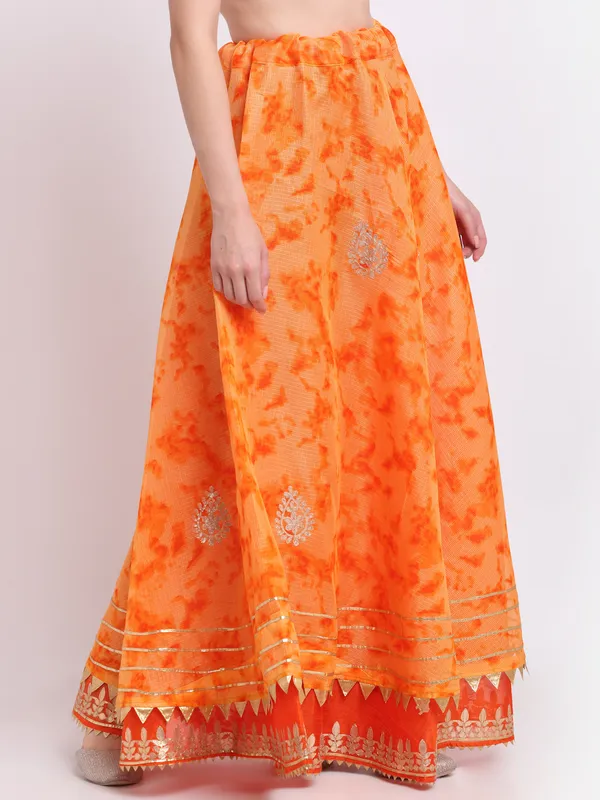 Orange_Cotton_Kota_Doriya_Gota_Patti_Work_Skirt_For_Women