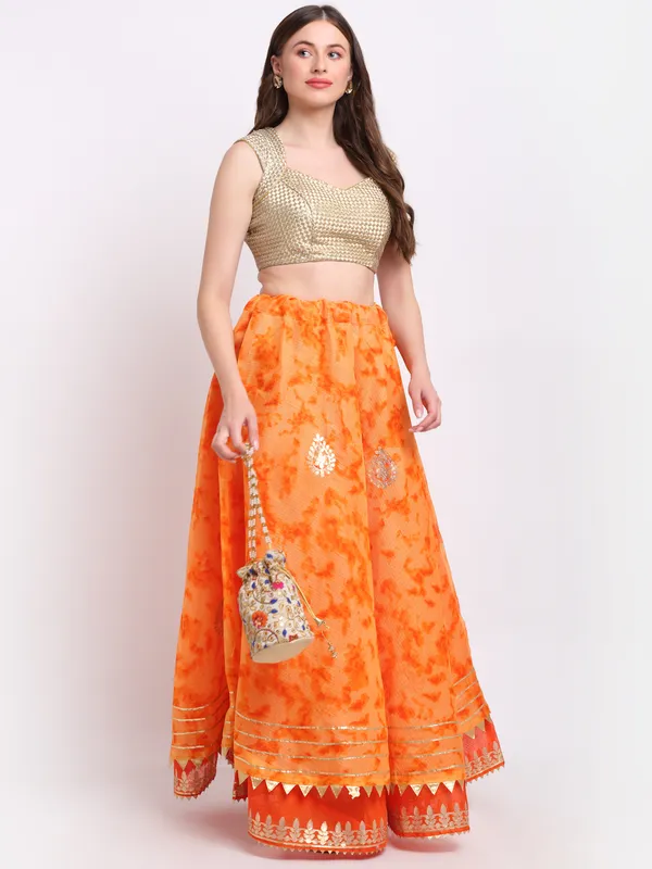 Orange_Cotton_Kota_Doriya_Gota_Patti_Work_Skirt_For_Women