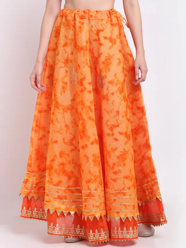 Orange_Cotton_Kota_Doriya_Gota_Patti_Work_Skirt_For_Women