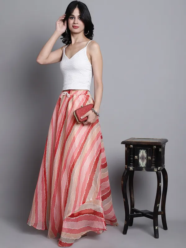 Peach_Cotton_Kota_Doriya_Printed_Casual_Skirt_For_Women