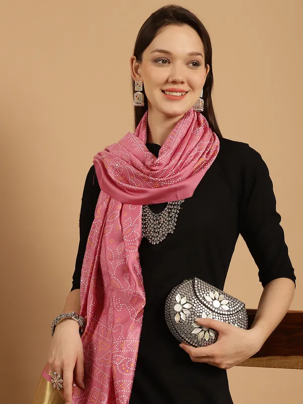 Pink_Muslin_Bandhej_Ethnic_Dupatta