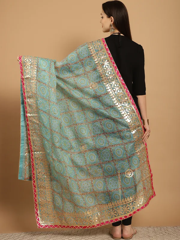 Turquoise_Cotton_Kota_Doriya_Gota_Patti_Work_Dupatta