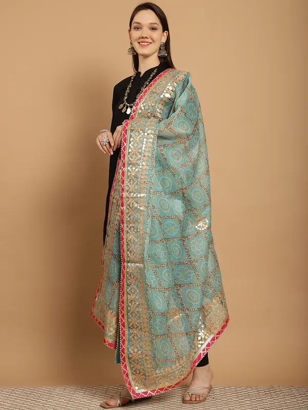 Turquoise_Cotton_Kota_Doriya_Gota_Patti_Work_Dupatta
