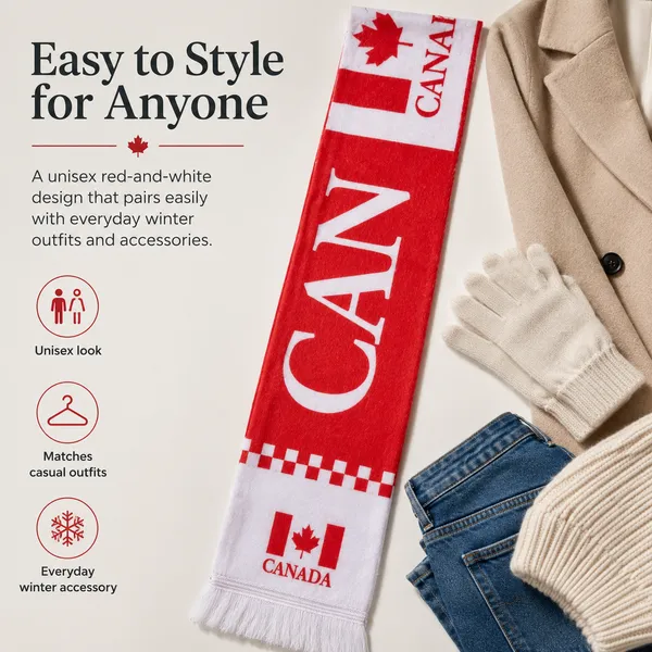 Canada_Red_&_White_Knit_Scarf_??Unisex_Winter_Accessory