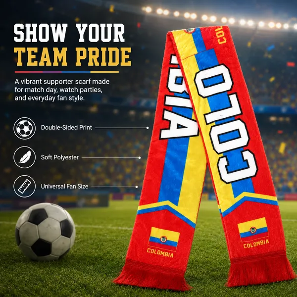 Colombia_Premium_Scarf_??Soft_Polyester_Matchday_Supporter_Scarf_with_Team_Colors