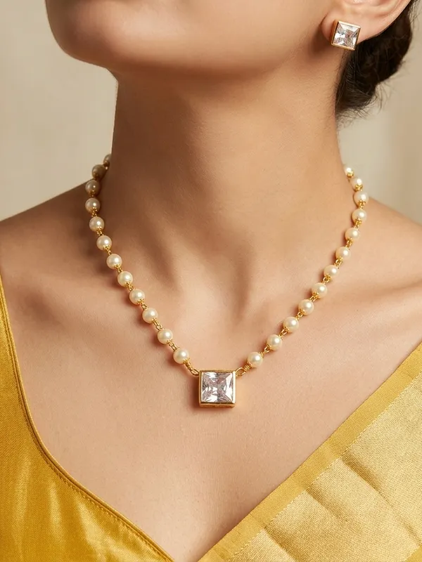 Latest_Single_stone_Ad_pendant_with_single_line_Pearl_Mala_set