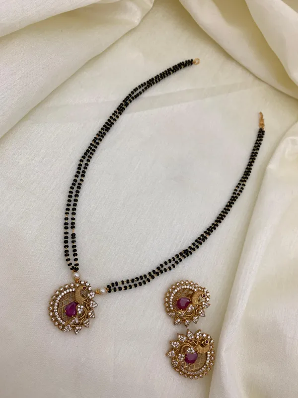 Ethnic_Peacock_design_Mangalsutra_with_Matching_Earring