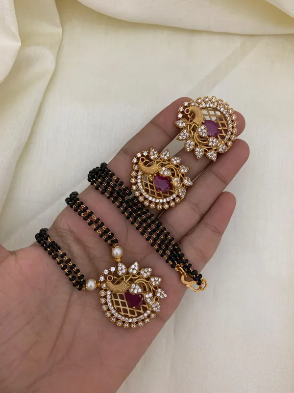 Ethnic_Peacock_design_Mangalsutra_with_Matching_Earring