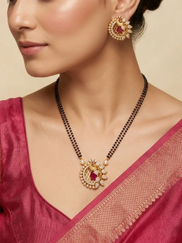 Ethnic_Peacock_design_Mangalsutra_with_Matching_Earring