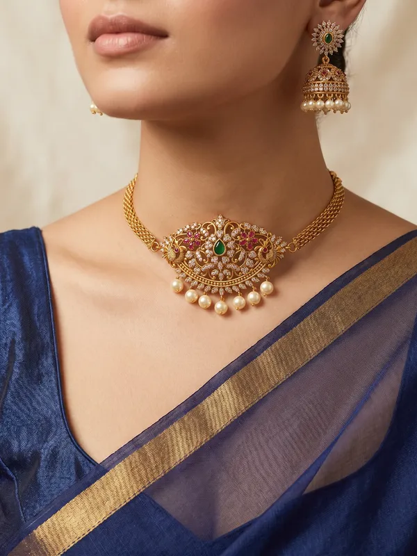 Latest__High_Neck_Ad_matte_Choker_set