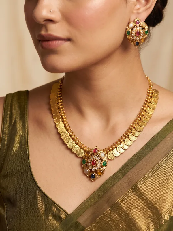 Adorable_Navratan_pendant_with_Microgold_polish_Necklace_set