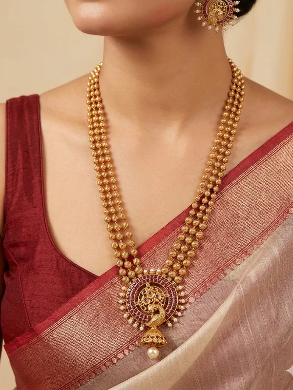 Antique_Peacock_Motif_Layered_Long_Necklace_Set