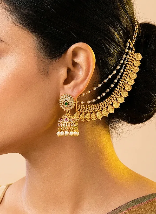 Peacock_design_matte_finish_Coin_Mattel_with_Jhumka