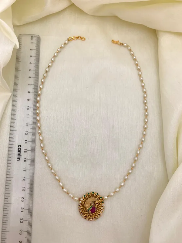 Latest_Peacock_design_Single_line_Pearl_Mala