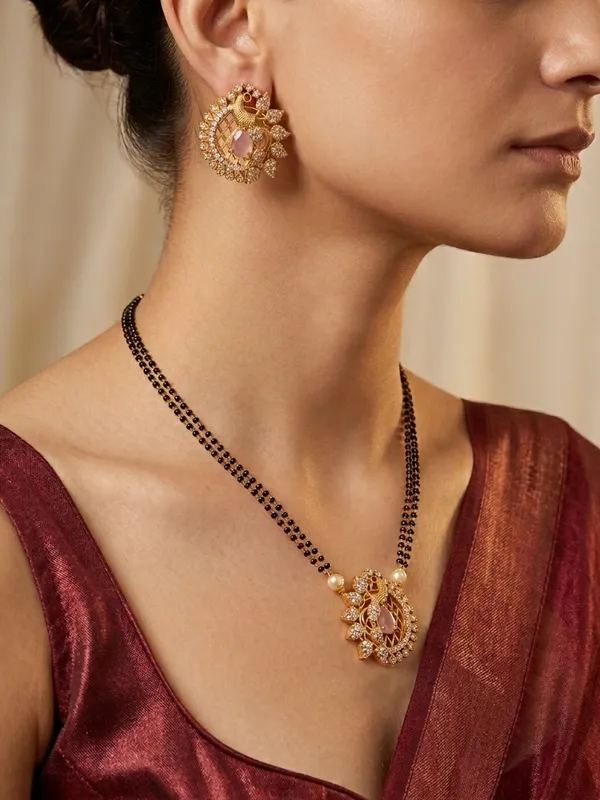 Ethnic_Peacock_design_Mangalsutra_with_Matching_Earring