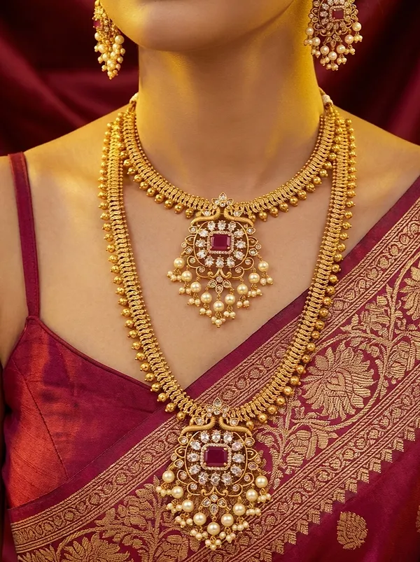 Arpita_Antique_Matte__Finish_Short,_Long_Necklace_Set