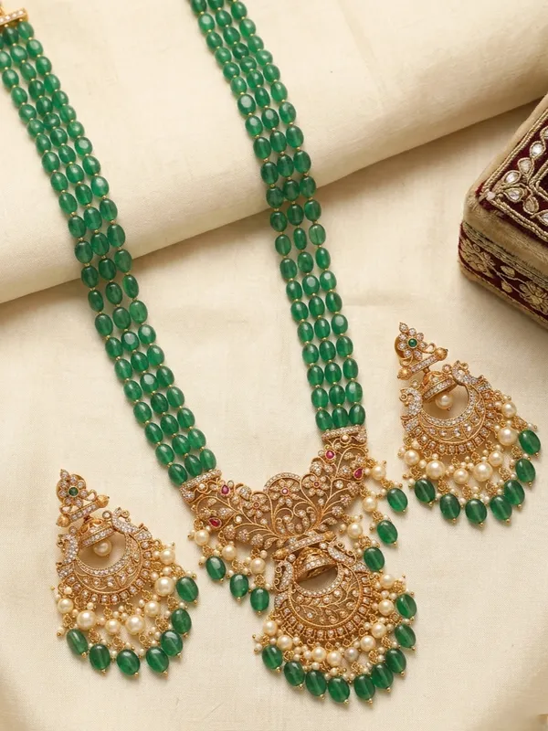 ZEEL_GREEN_BEADS_LONG_NECKLACE_SET