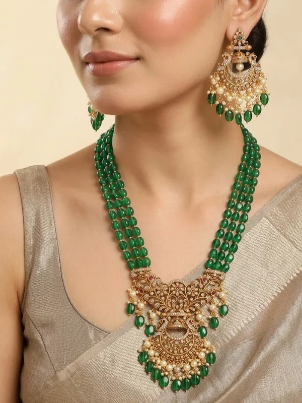ZEEL_GREEN_BEADS_LONG_NECKLACE_SET