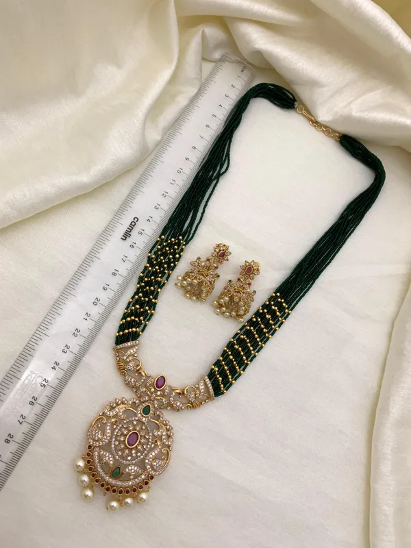 NAKSH_GREEN_SUGAR_BEADS_HARAM_SET