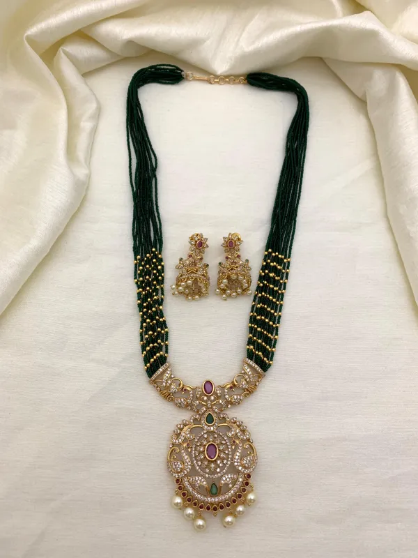 NAKSH_GREEN_SUGAR_BEADS_HARAM_SET