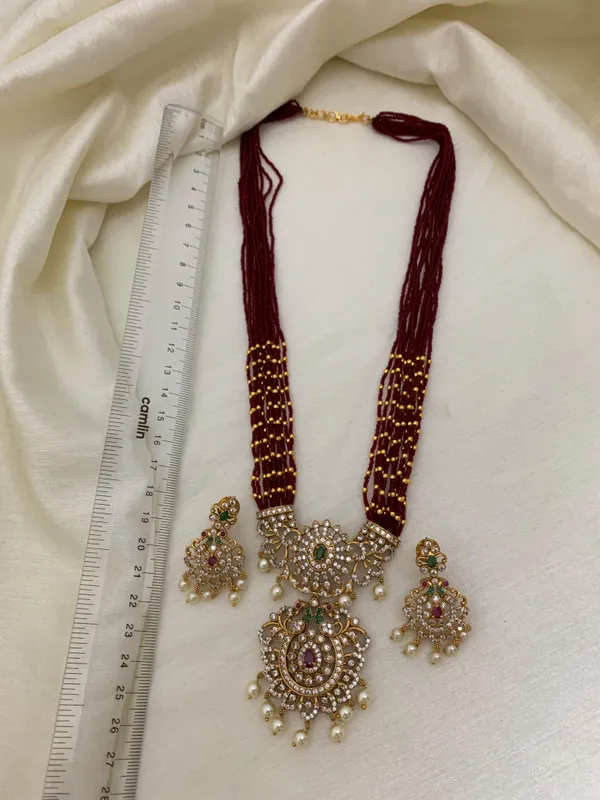 NAKSH_MAROON_SUGAR_BEADS_HARAM_SET