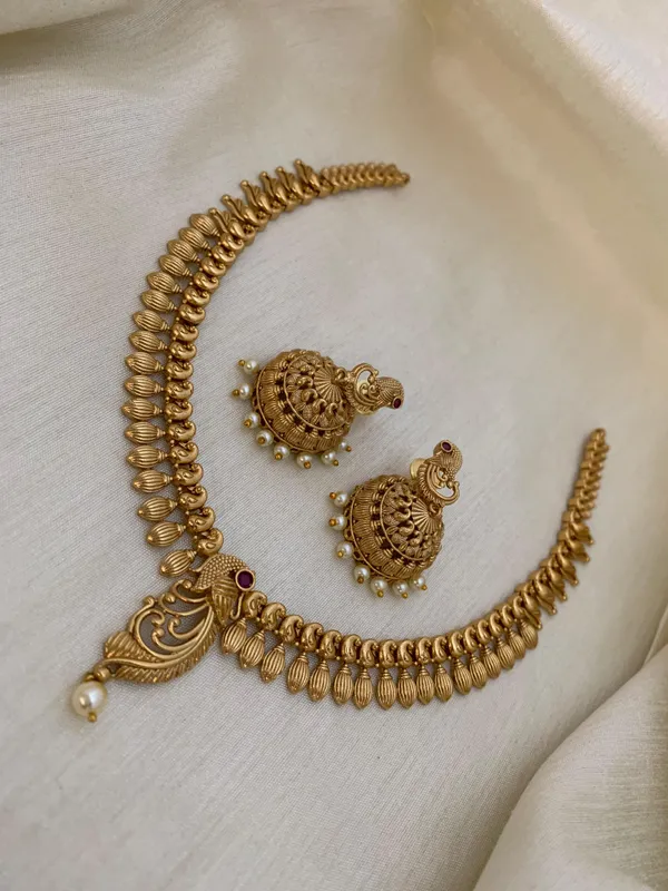PARVAT_MATTE_GOLD_NECKLACE_SET