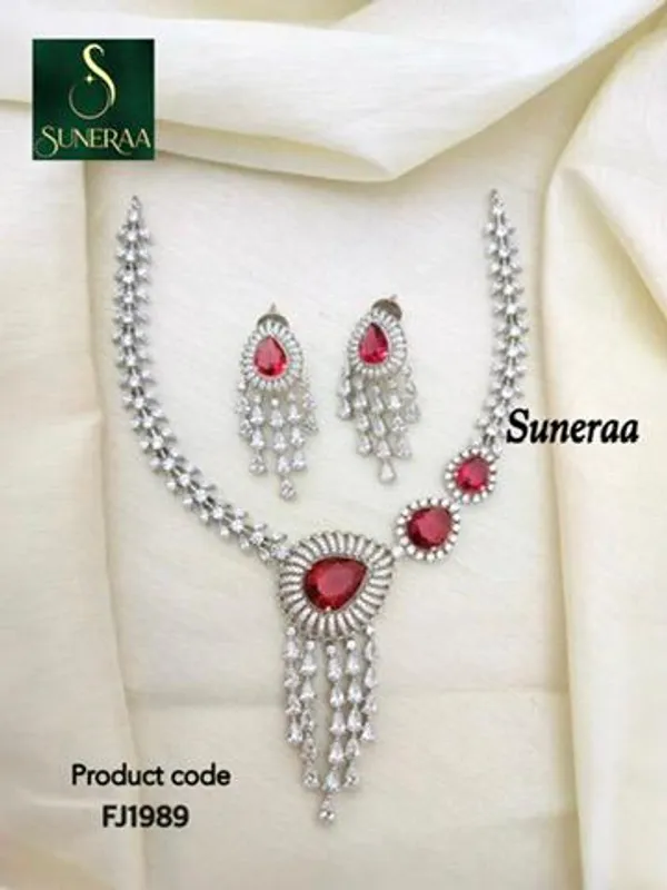 Dharti_Red_Rhodium_Necklace_Set