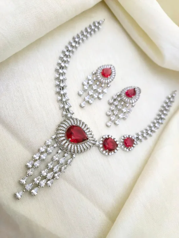 Dharti_Red_Rhodium_Necklace_Set