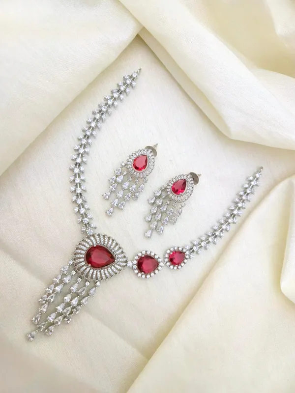 Dharti_Red_Rhodium_Necklace_Set