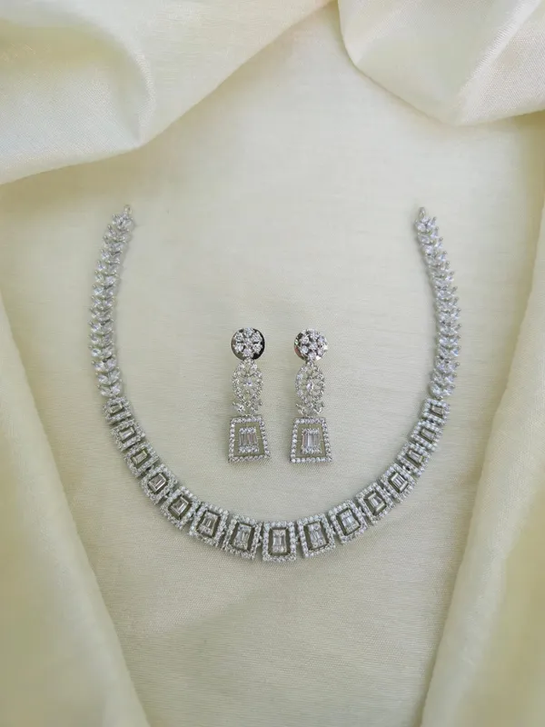 Shukra_Rhodium_Cz_Necklace_Set