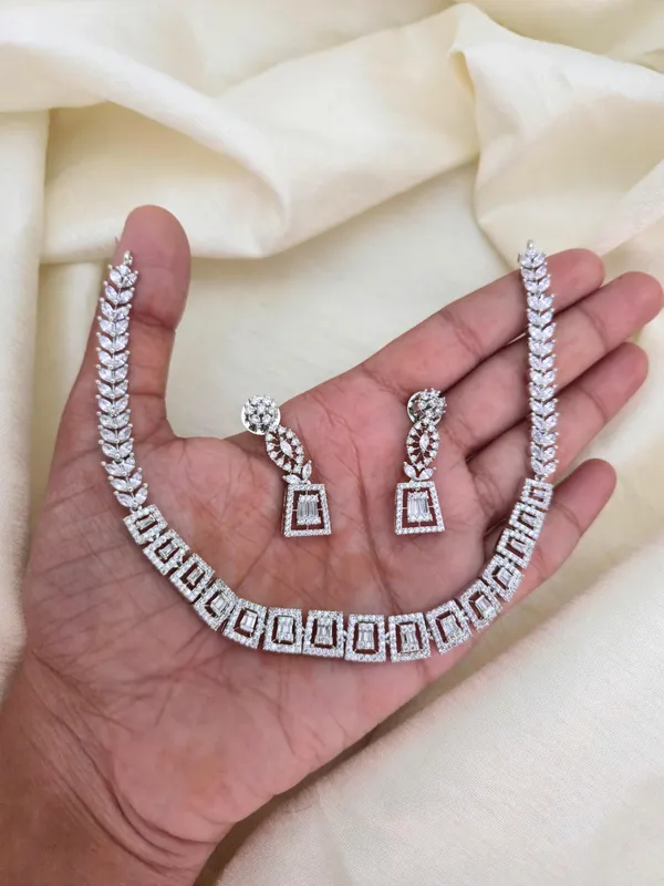 Shukra_Rhodium_Cz_Necklace_Set