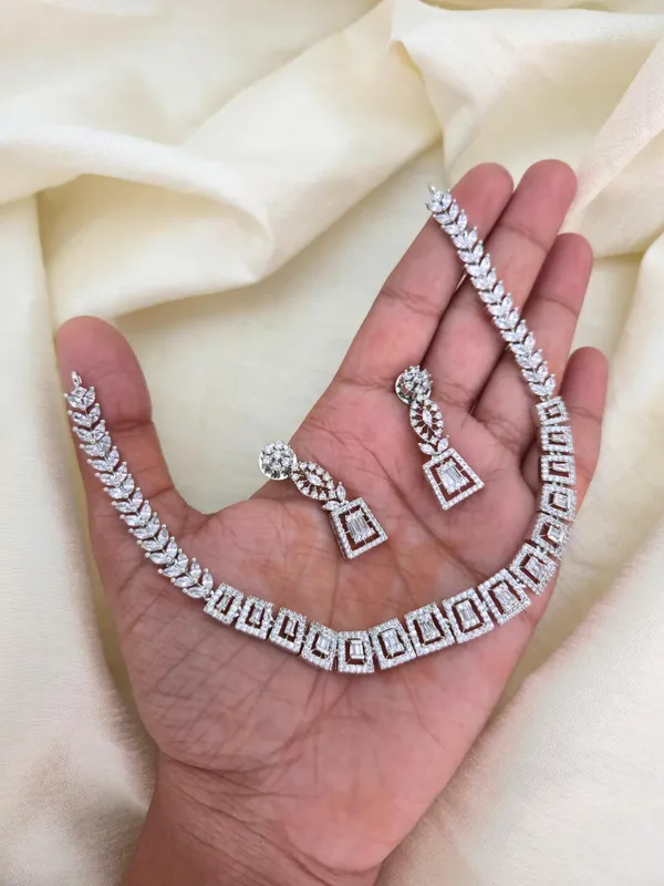 Shukra_Rhodium_Cz_Necklace_Set