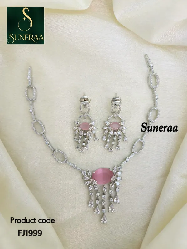Simha_Pink_Rhodium_Necklace_Set