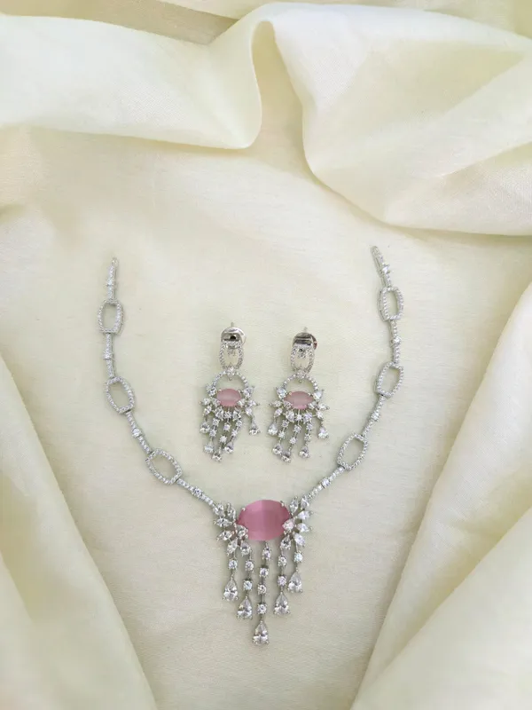 Simha_Pink_Rhodium_Necklace_Set