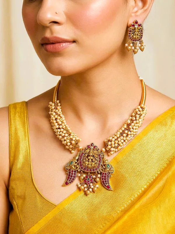 ANTIQUE-LAKSHMI_PEARL_HASLI__SET