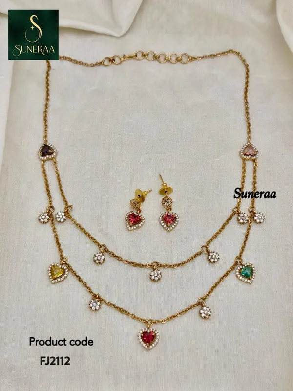 Gemstone_Heart_&_Floral_Layered_Necklace_Set