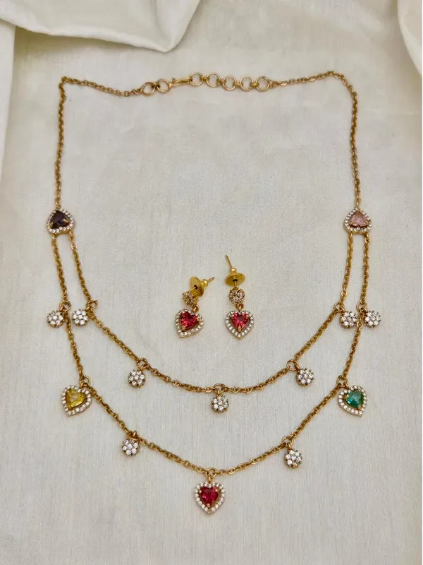 Gemstone_Heart_&_Floral_Layered_Necklace_Set