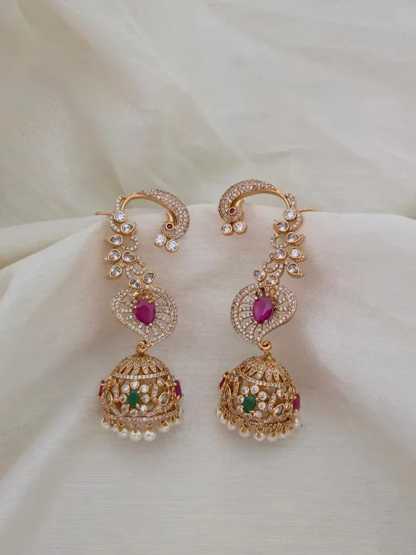 Virasat_Peacock_Earcuff_Jhumkas