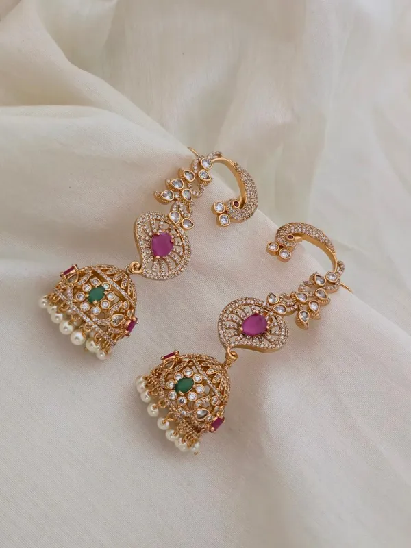 Virasat_Peacock_Earcuff_Jhumkas
