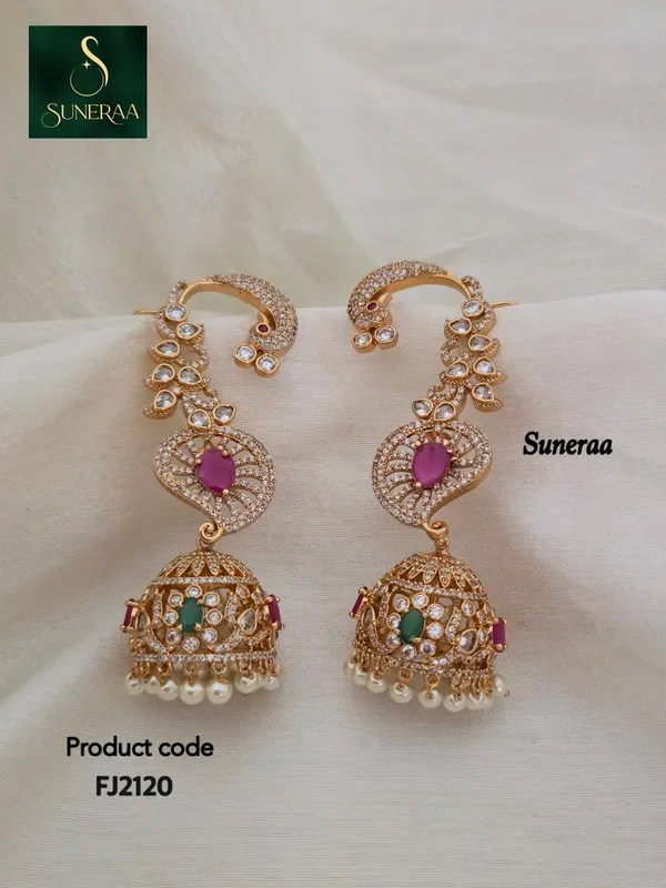 Virasat_Peacock_Earcuff_Jhumkas