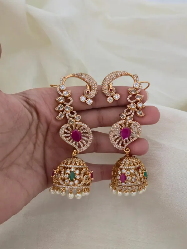 Virasat_Peacock_Earcuff_Jhumkas
