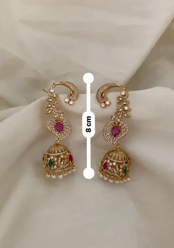 Virasat_Peacock_Earcuff_Jhumkas