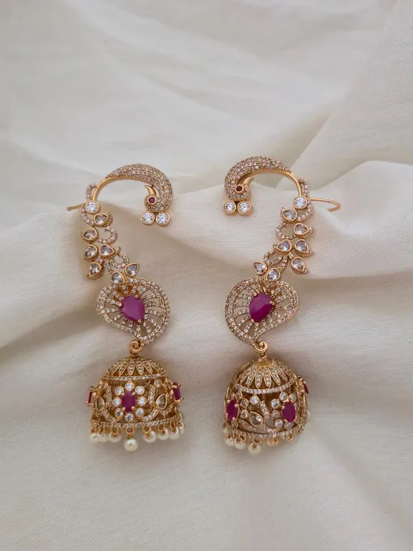 Virasat_Peacock_Earcuff_Jhumkas