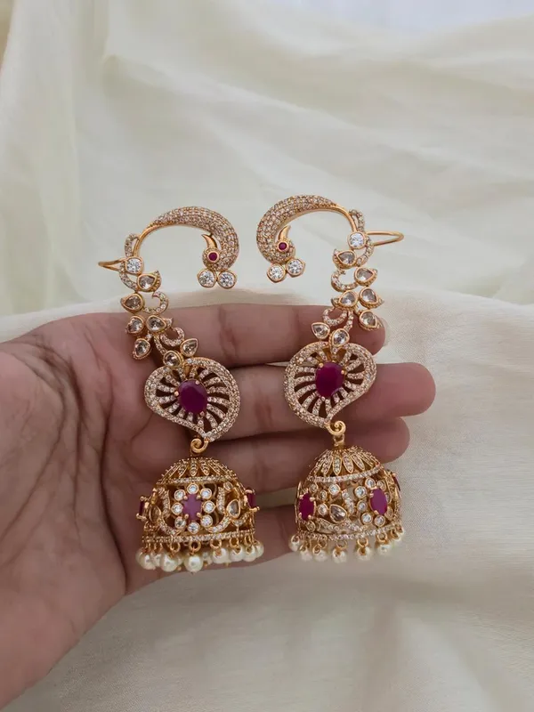 Virasat_Peacock_Earcuff_Jhumkas