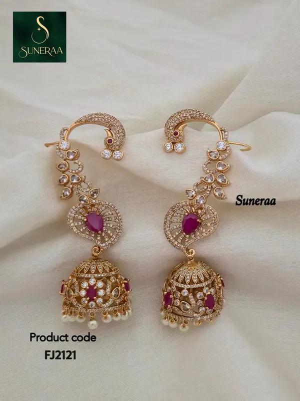 Virasat_Peacock_Earcuff_Jhumkas