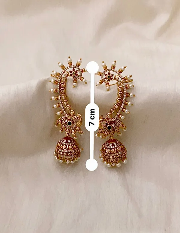 Antique_Gold_Peacock_Ear-Cuffs_Style_Jhumka